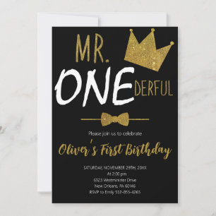 Little Man 1st Birthday, Mr.Onederful Birthday  Invitation