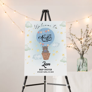 little man adventure awaits bear  welcome sign