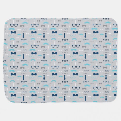 Little Man Baby Blanket Baby Blue Navy Bow Tie Stroller Blanket