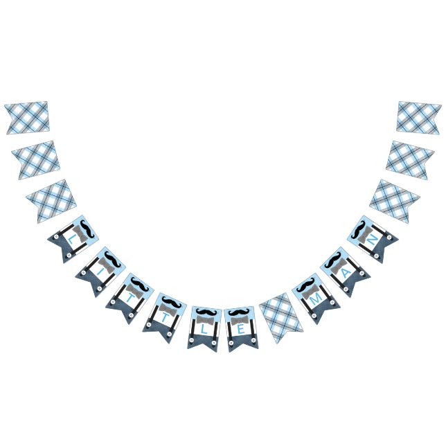 Little man baby blue navy boy baby shower bunting flags (All)