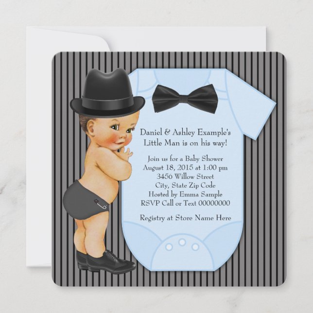 Little Man Baby Boy Shower Invitation (Front)