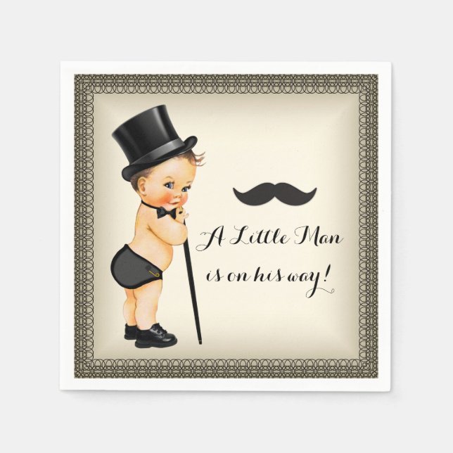 Little Man Baby Boy Shower Napkins (Front)