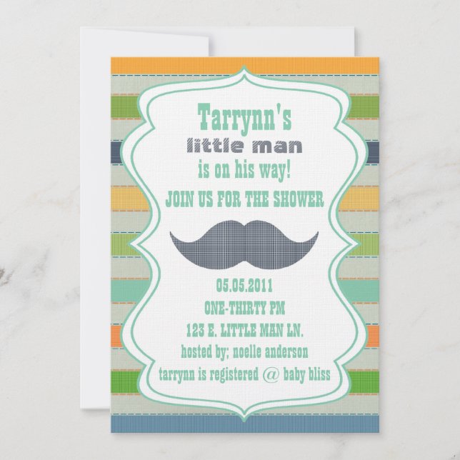 LITTLE MAN Baby Shower & Birthday Invitation (Front)