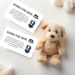 Little man baby shower black tuxedo book request enclosure card