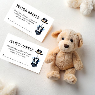 Little man baby shower black tuxedo diaper raffle enclosure card
