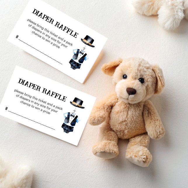 Little man baby shower black tuxedo diaper raffle enclosure card (Little man baby shower black tuxedo hat diaper raffle enclosure card little man boys baby shower)