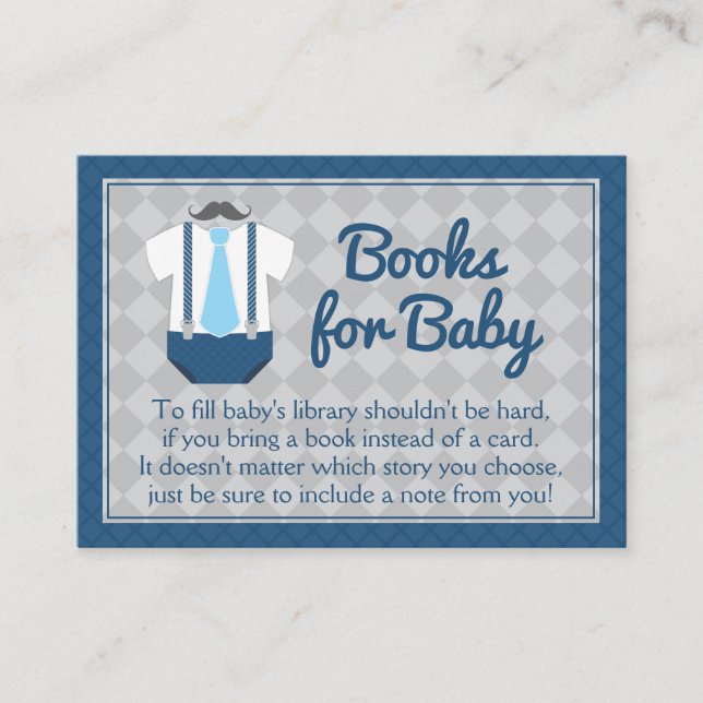 Little Man Baby Shower Book Request Enclosure Card (Front)