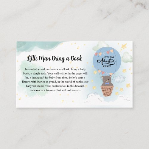 little man Baby Shower Bring a book request  Enclosure Card
