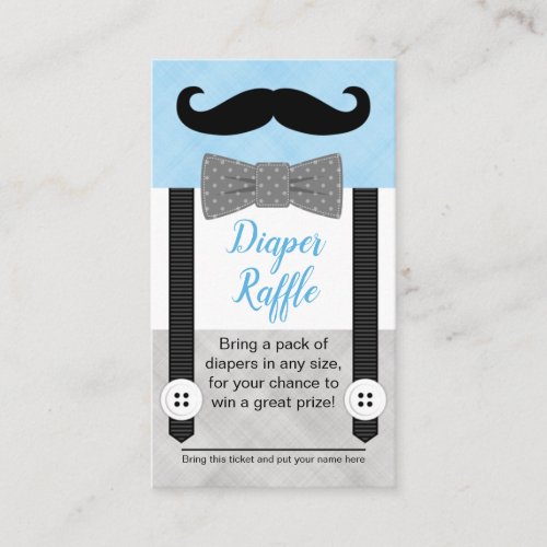 Little man baby shower diaper raffle ticket blue enclosure card