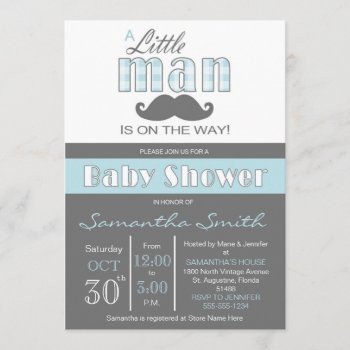 Little Man Baby Shower Invitation by prettypicture at Zazzle
