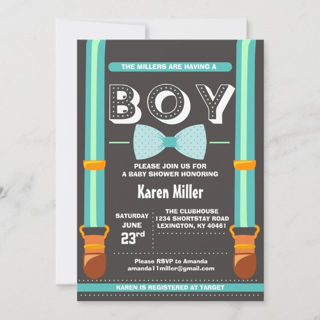 Little Man Baby Shower Invitation (Front)