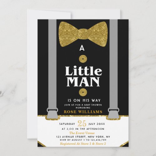 little man baby shower invitation