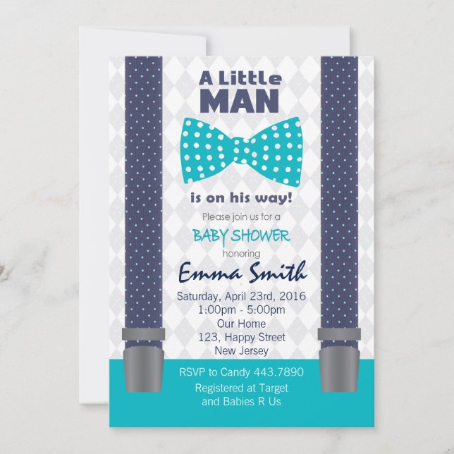 Little Man Baby Shower Invitation (Front)