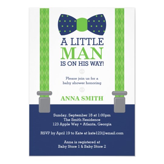 Little Man Baby Shower Invitation Blue Green Invitation Zazzle Com