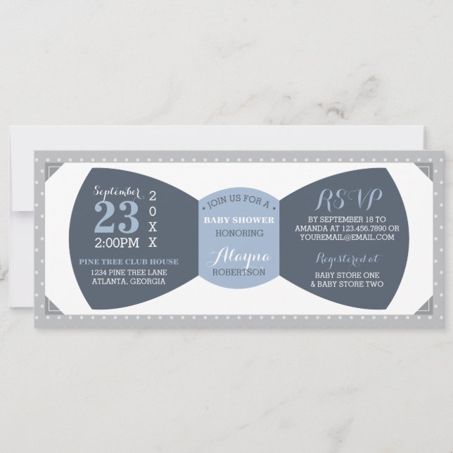 Little Man Baby Shower Invitation, Bow Tie Invitation (Front)