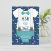 Little Man Baby Shower Invitation, Bow Tie Invitation (Standing Front)