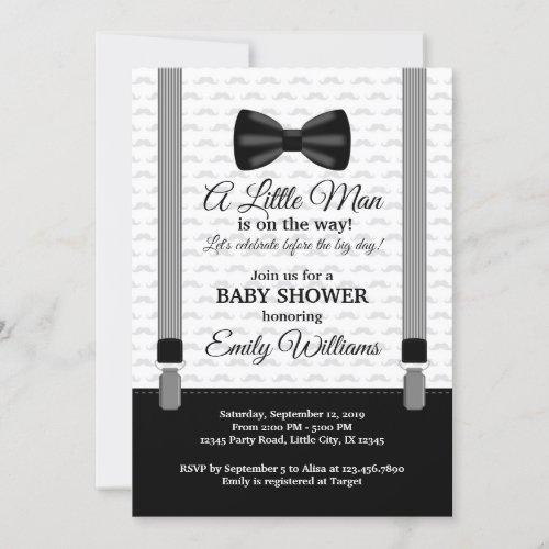 Little Man Baby Shower invitation Bow Tie Shower