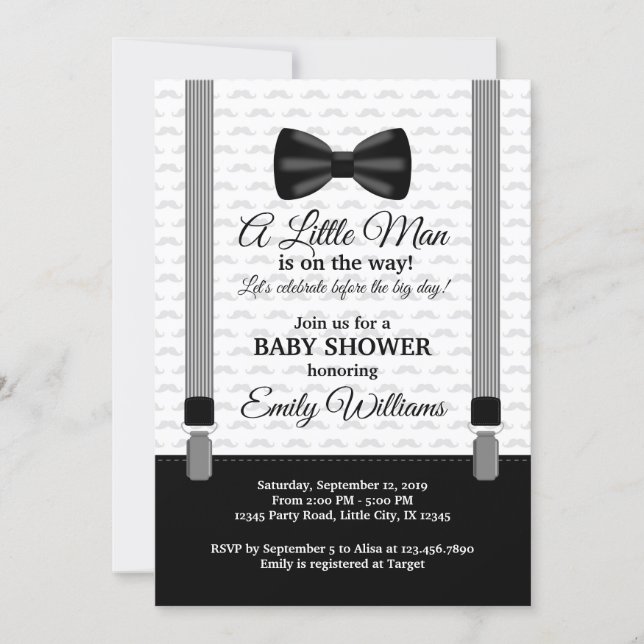 Little Man Baby Shower invitation Bow Tie Shower (Front)
