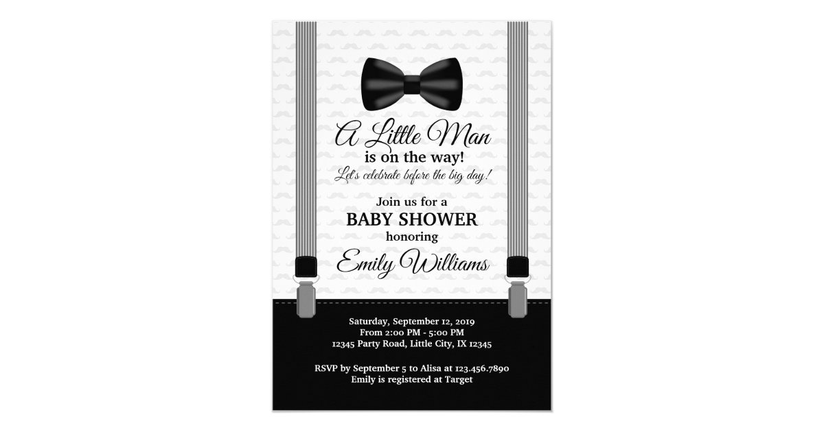 Little Man Baby Shower Invitation Bow Tie Shower Zazzle Com