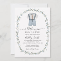 Little Man Baby Shower Invitation, Bowtie Boy Baby Invitation