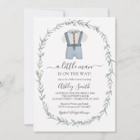 Little Man Baby Shower Invitation, Bowtie Boy Baby Invitation