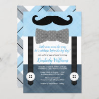 little man baby shower invitation boy green navy