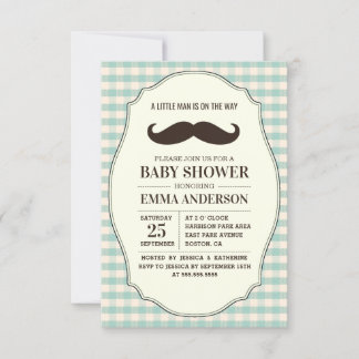 Little Man Baby Shower Invitation Boy - Mustache