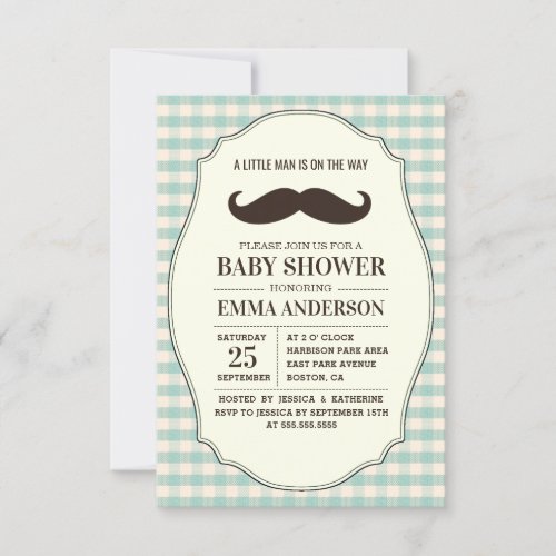 Little Man Baby Shower Invitation Boy _ Mustache