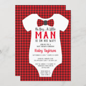Little Man Baby Shower Invitation, Buffalo Plaid Invitation (Front/Back)