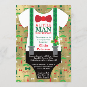 Little Man Baby Shower Invitation, Christmas Invitation