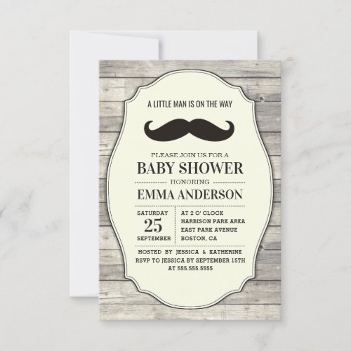 Little Man Baby Shower Invitation Country Mustache