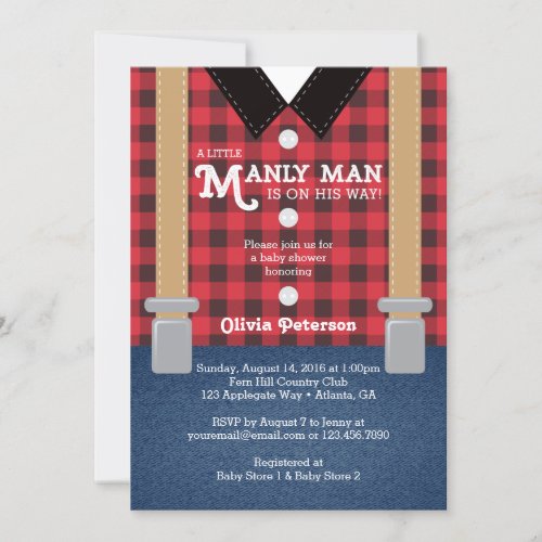 Little Man Baby Shower Invitation Lumberjack Invitation