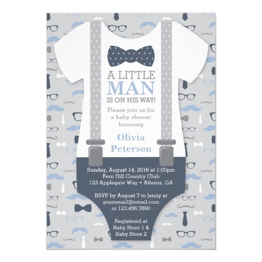 Little Man Baby Shower Invitation Navy Blue Gray Little Man Baby Shower Invitation Navy Blue Gray Zazzle