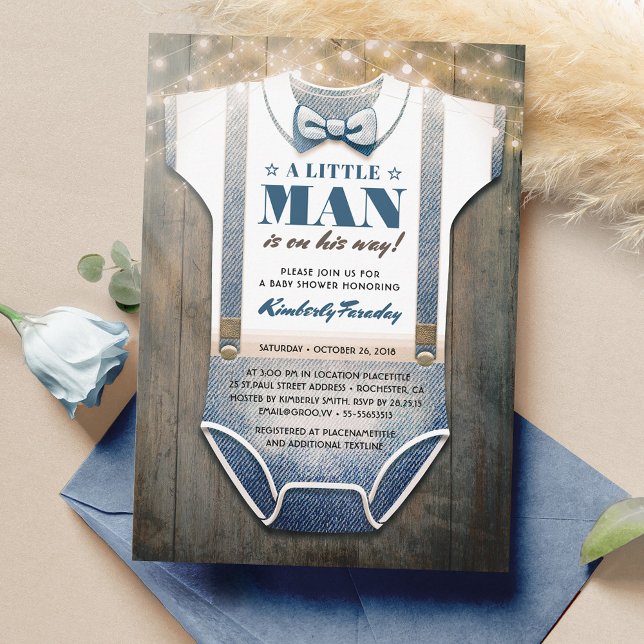 Little Man Baby Shower Invitation | Rustic Country (Creator Uploaded)