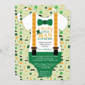 Little Man Baby Shower Invitation, St Patricks Day Invitation (Front/Back)
