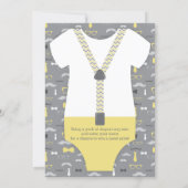 Little Man Baby Shower Invitation, Yellow, Gray Invitation (Back)