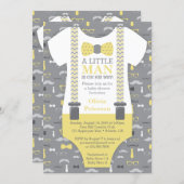 Little Man Baby Shower Invitation, Yellow, Gray Invitation (Front/Back)