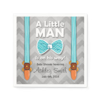Little Man Baby Shower Paper Napkin Bow Tie Blue