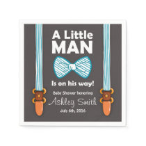 Little Man Baby Shower Paper Napkin Bow Tie Blue