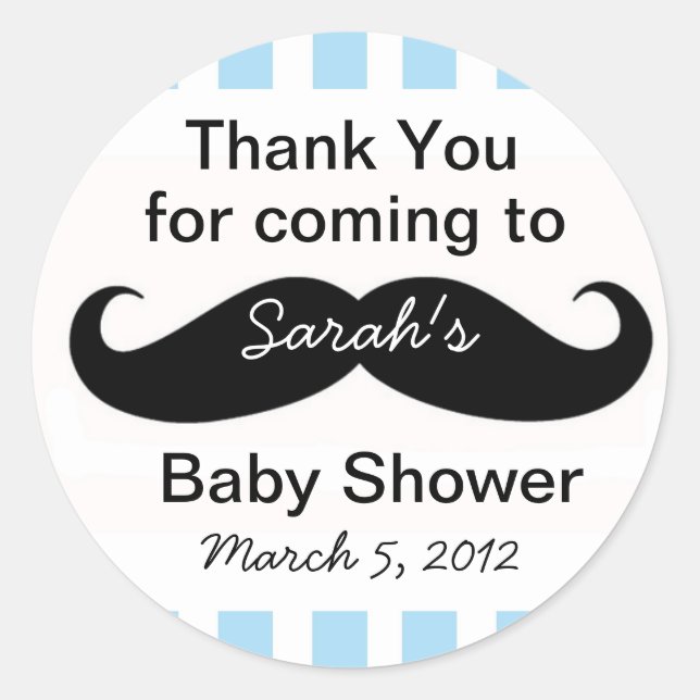 Little Man Baby Shower party Favor Stickers gift (Front)