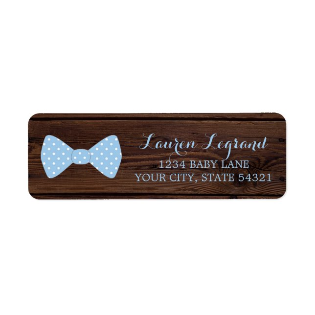 Little Man Baby Shower | Rustic Wood Bowtie Label (Front)