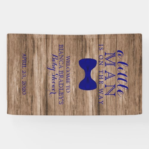 Little Man Baby Shower  Rustic Wood Navy Bow tie Banner