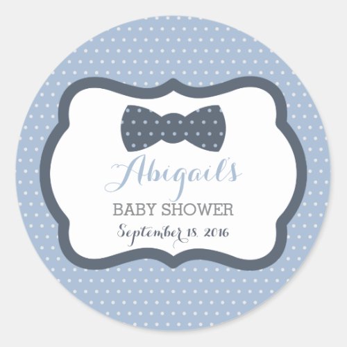 Little Man Baby Shower Sticker Navy Blue Gray Classic Round Sticker