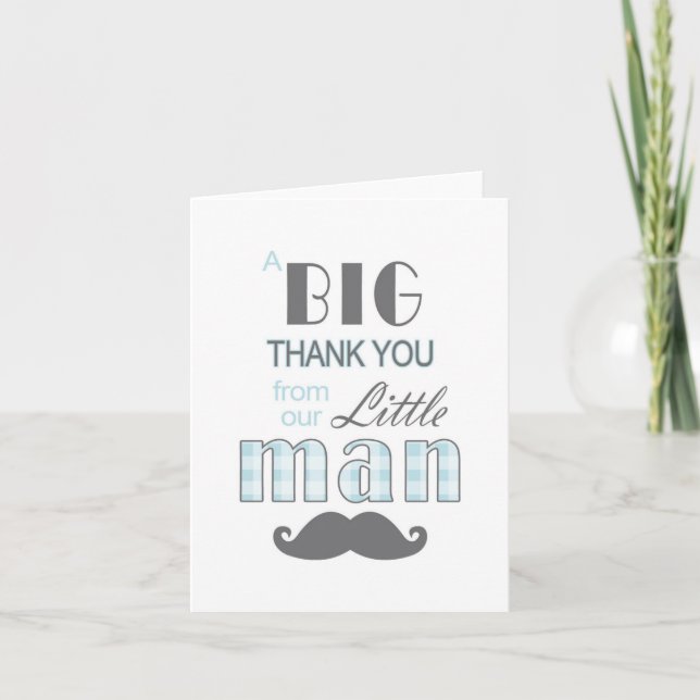 Little Man Baby Shower Thank You Card Mustache (Front)