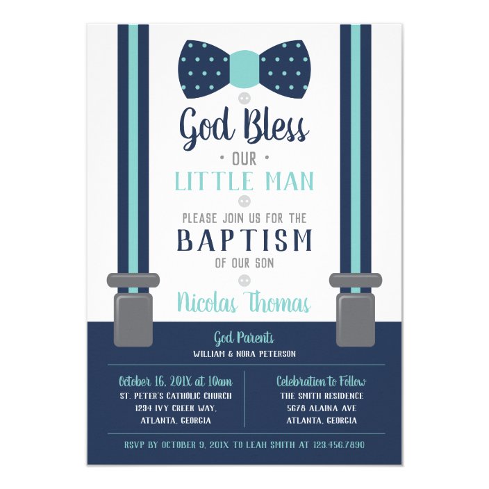 little man baptism invitation, navy, turquoise invitation  zazzle