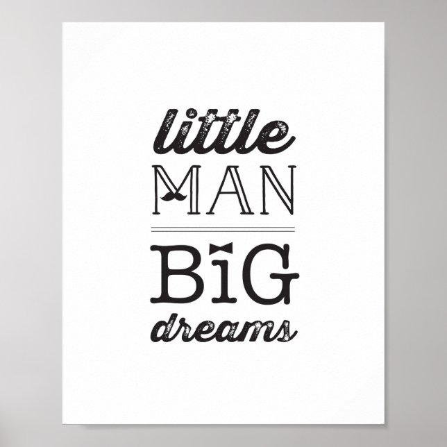 Little Man Big Dreams Classic Boy Baby Nursery Art Poster (Front)