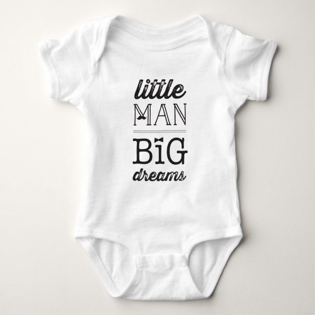 Little Man Big Dreams - Mustache And Bow Tie Boy Baby Bodysuit (Front)