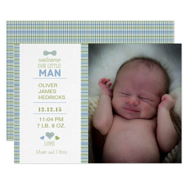 Little Man Birth Annoucment Invitation