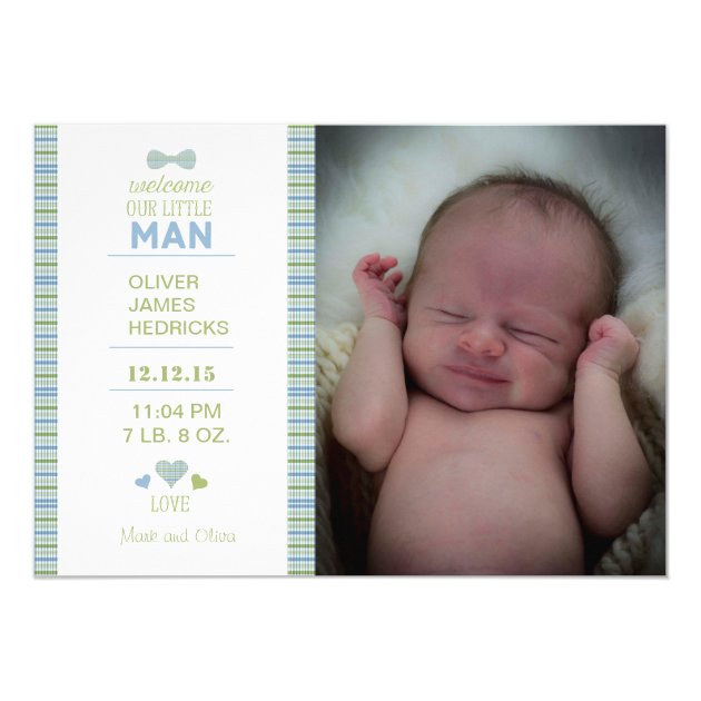 Little Man Birth Annoucment Invitation