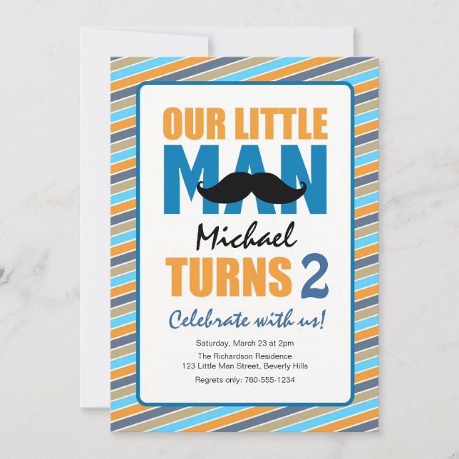 Little Man Birthday Party Invitation (Front)